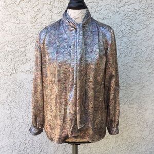 Vintage Paul Stanley from Kiss abstract unique Neck tie Blouse Shirt 👚